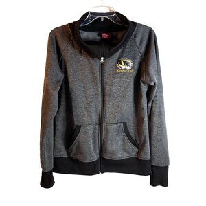 Mizzou Missouri Tigers Women Zip Up Jacket Embroidered Logo Heather Gray Size XL